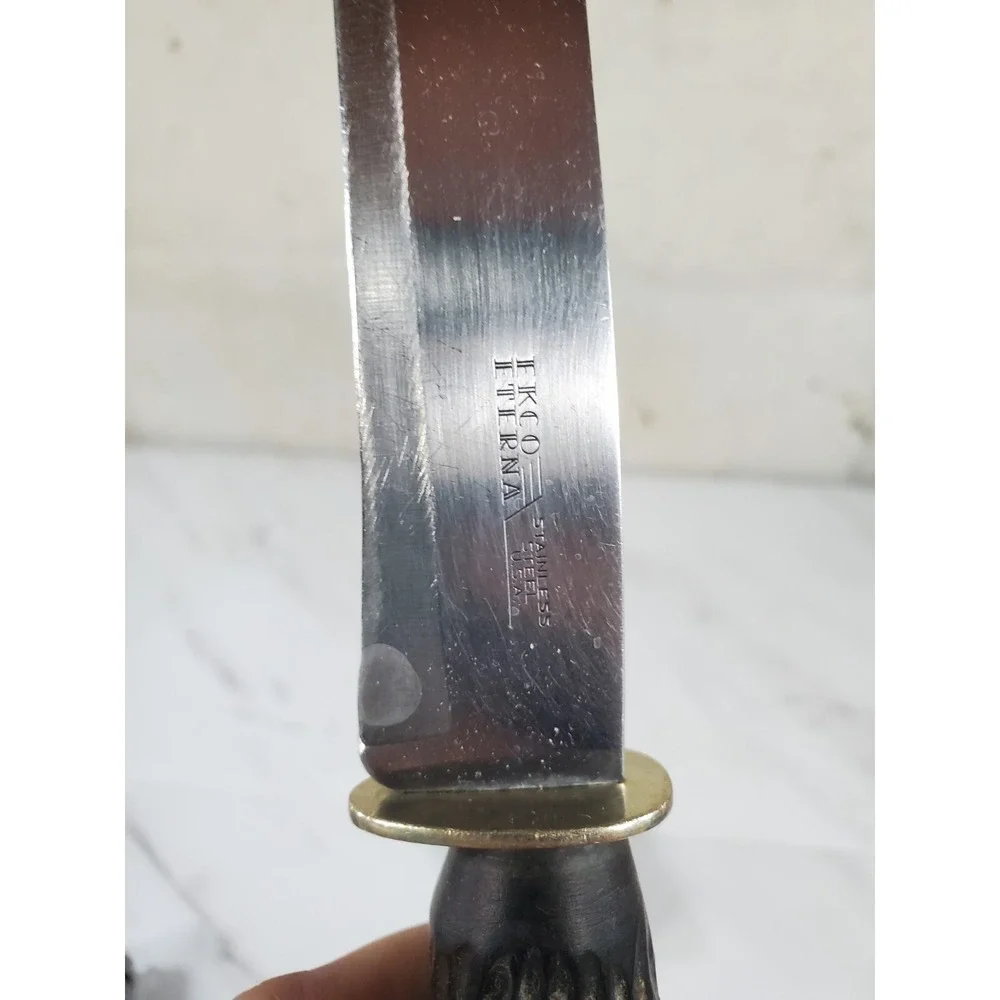 Vintage EKCO Eterna Black Antler Handled Meat Fork Knife  Kitchen Utensil‎ Set